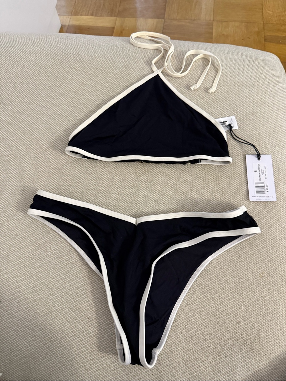WWW Black Halter Bikini with White Trim